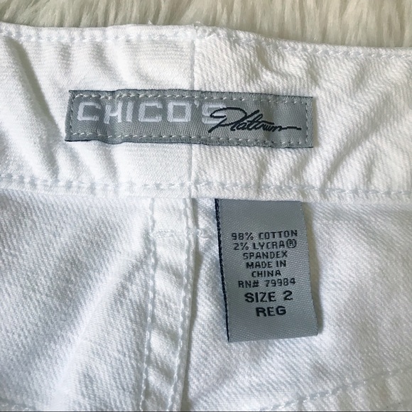 CHICOS Platinum Bootcut Jean Denim Stretch Cotton White Size 2 Large - Picture 5 of 13